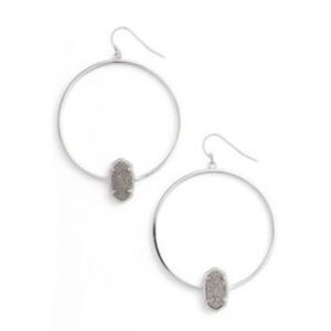 Kendra Scott Elora Silver Hoop Earrings | Platinum Drusy | Retired Style